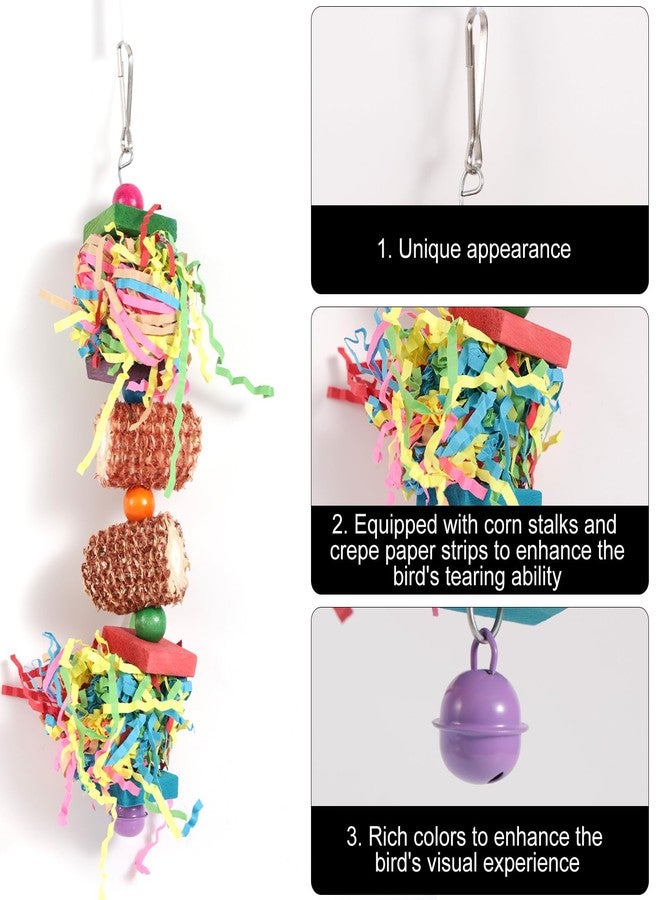 Penitue 2pcs Bird Toys, Parrot Toys for Parakeets Cockatoos Cockatiels Budgie Conure Macaw Corn Cob Shredding Paper Tearing & Foraging Toy Chewing Hanging Toy Cage Accessories for Small & Medium Birds Pet - Image 4